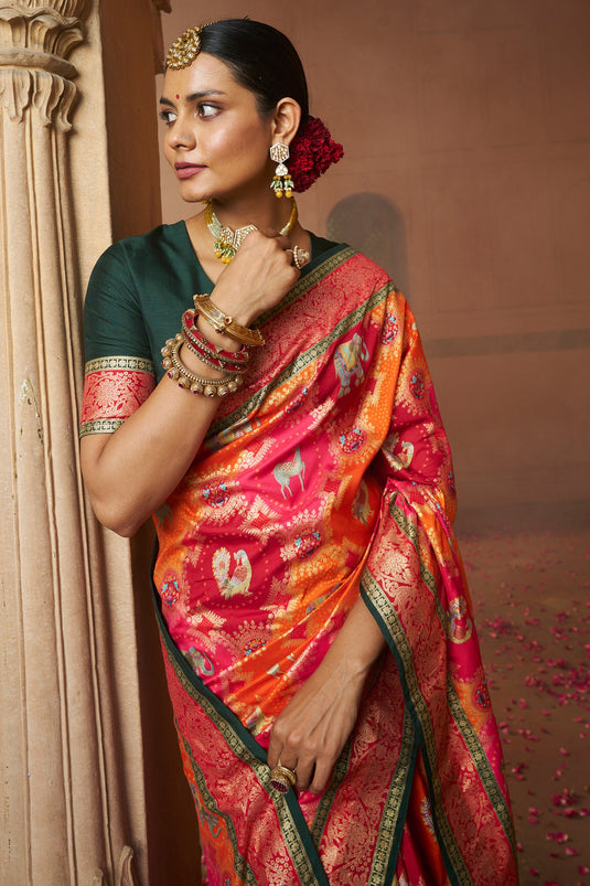 Rani Color Gorgeous Weaving Designs Art Silk Saree