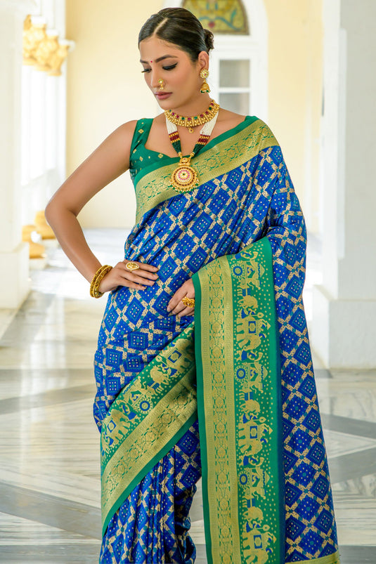 Adorable Blue Color Function Wear Banarasi Silk Weaving Work Saree