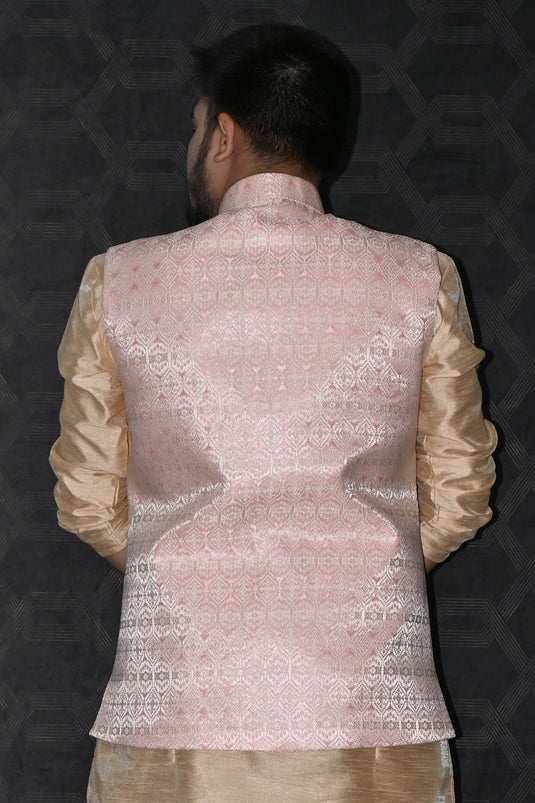 Jacquard Fabric Function Wear Readymade Men Pink Color Jacket