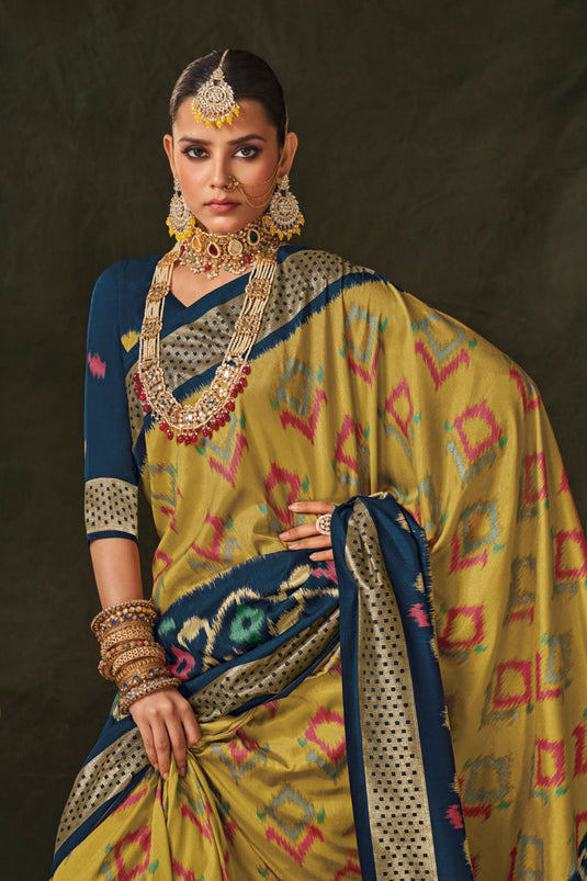 Art Silk Fabric Beige Color Excellent Saree With Printed Work