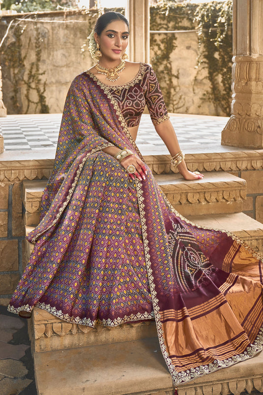 Purple Color Gajji Silk Fabric Special Saree With Border Work