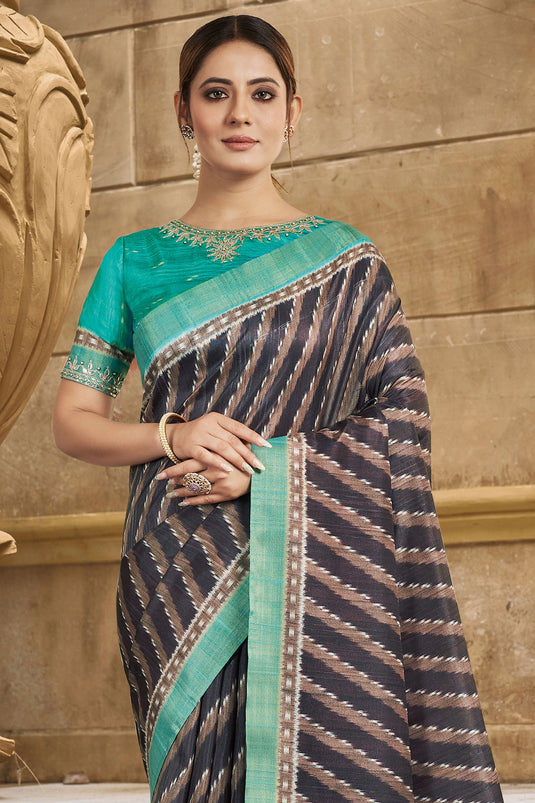 Excellent Gajji Silk Fabric Multi Color Saree With Border Work