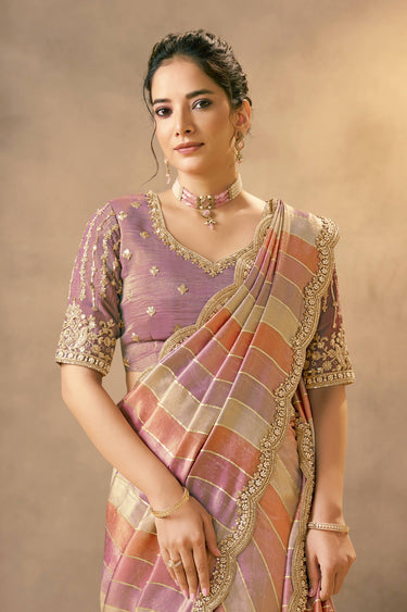 Banarasi Fabric Border Work Multi Color Wedding Wear Saree