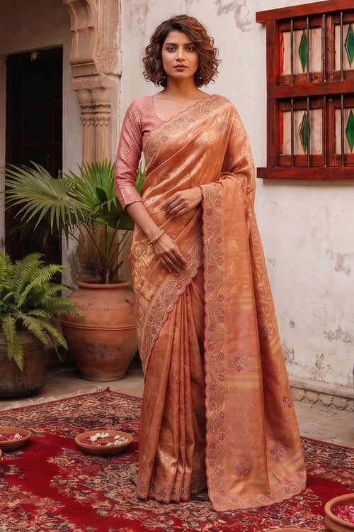 Banarasi Silk Festive Wear Pink Designer Saree