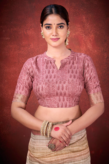 Cream Printed Art Silk Function Saree With Blouse