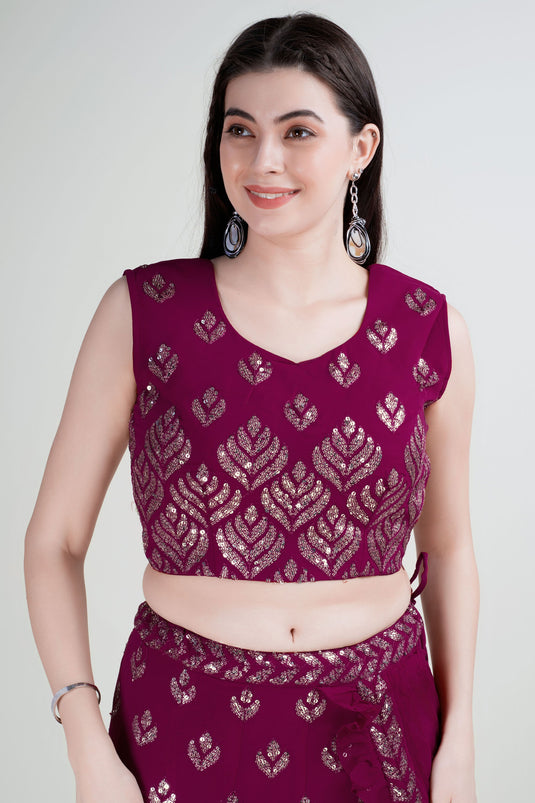 Function special Magenta Color Georgette Fabric Sequins Work Lehenga