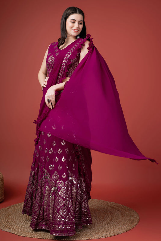 Function special Magenta Color Georgette Fabric Sequins Work Lehenga