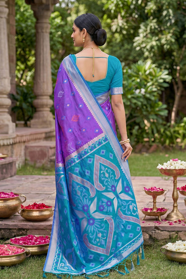 Purple Color Gorgeous Weaving Designs Silk Saree