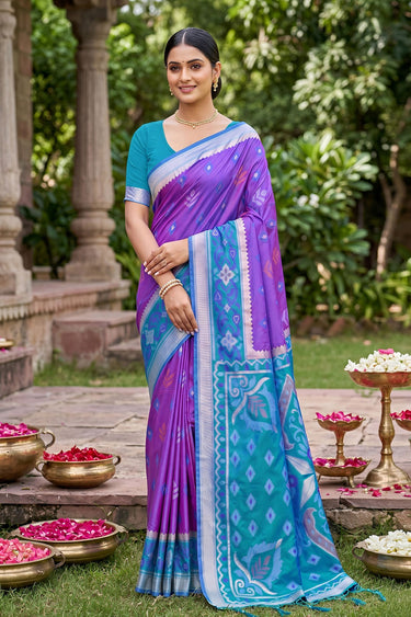 Purple Color Gorgeous Weaving Designs Silk Saree