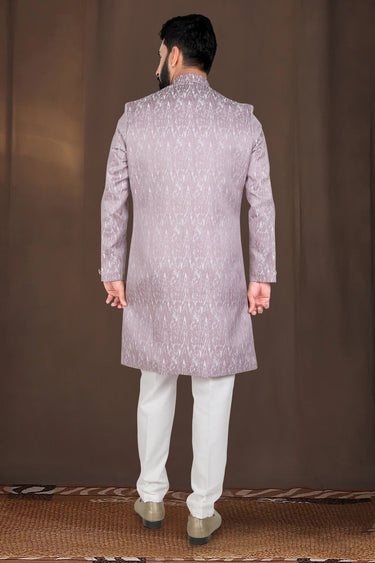 Jacquard Pink Wedding Wear Readymade Men Stylish Indo Western