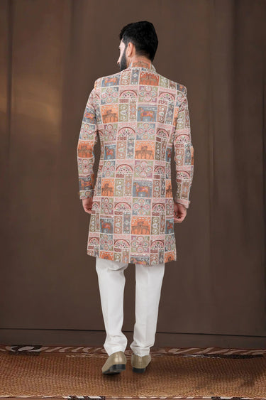 Pink Georgette Magnificent Readymade Men Indo Western For Wedding Function