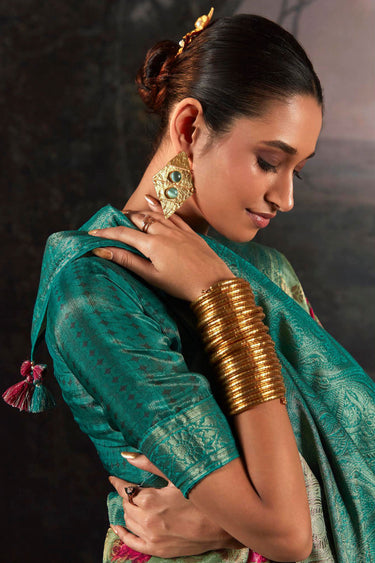 Blazing Sky Blue Color Weaving Work Banarasi Saree