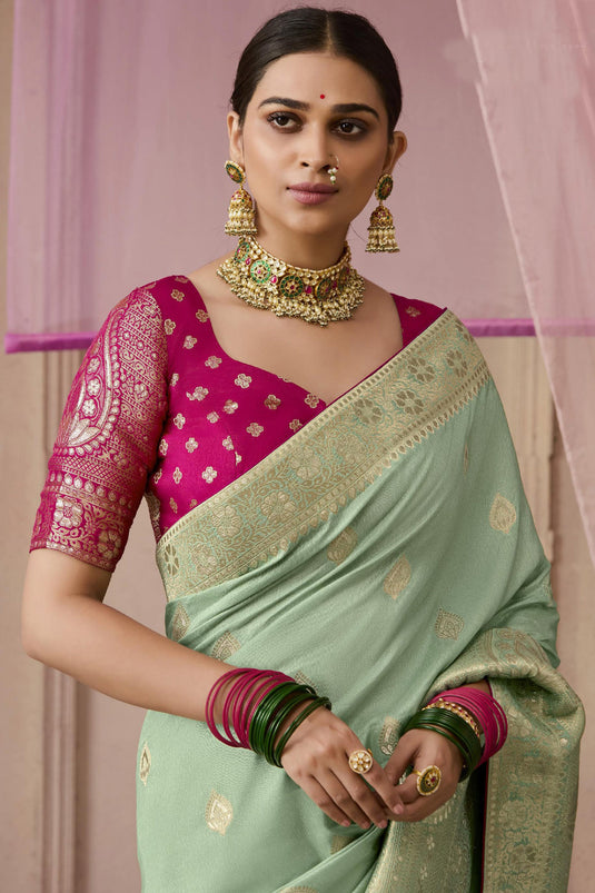 Traditional Sea Green Weave Silk Saree