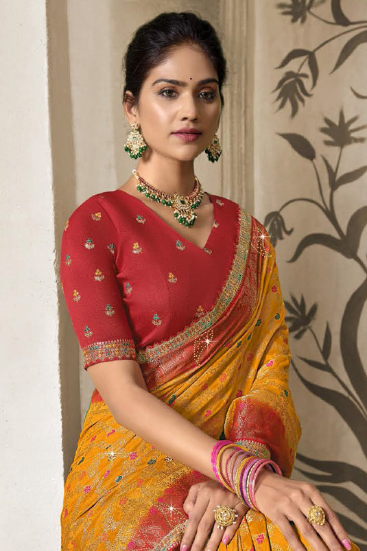 Elegant Mustard Silk Wedding Saree