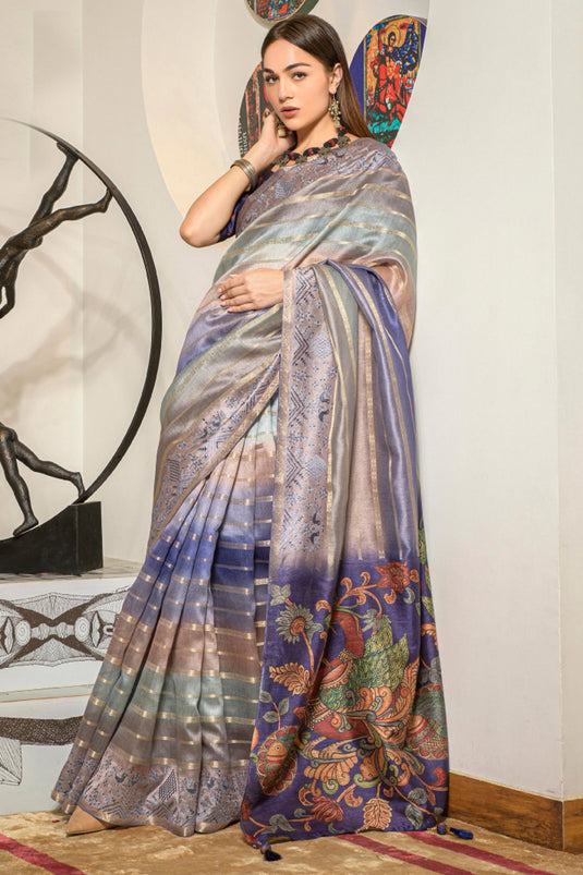 Multi Color Pleasant Organza Fabric Printed Festive Wear Saree