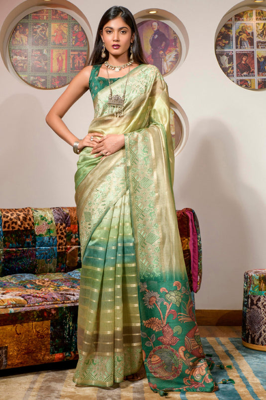 Imposing Organza Fabric Printed Festive Wear Saree In Multi Color
