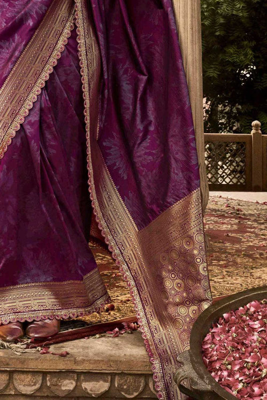 Amazing Festive Wear Purple Color Banarasi Silk Saree