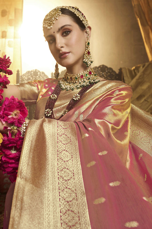 Opulent Pink Charm Silk Saree