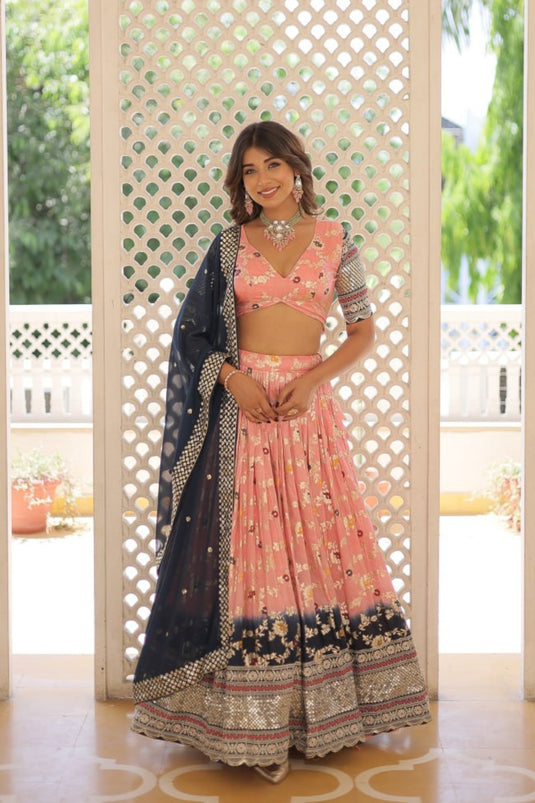 Pink Color Viscose Fabric Special Lehenga With Jacquard Work