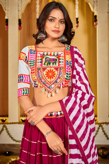 Stylish Pink Color Georgette Fabric Lehenga Choli