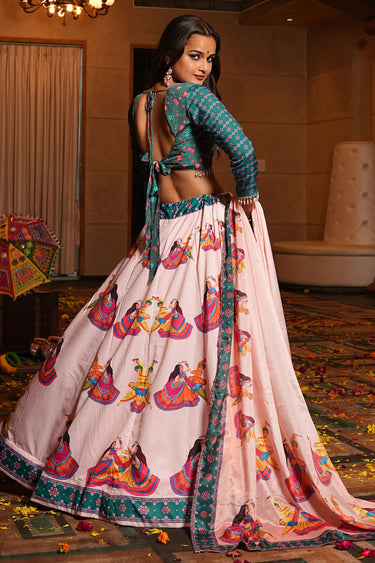 Navratri Special Pink Digital Printed Lehenga With Dupatta