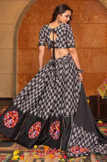 Navratri Special Crepe Black Lehenga For Women
