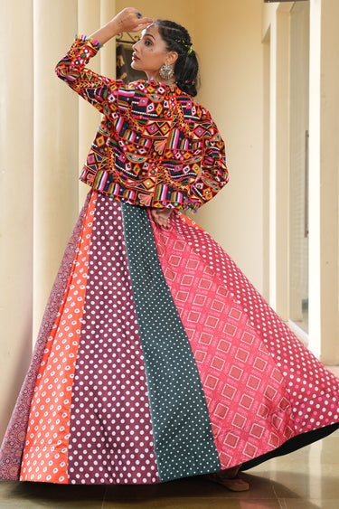 Women'S Designer Trending Navaratri Special Multi Color Lehenga