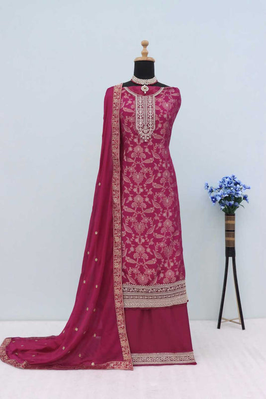 Nidhi shah Creative Viscose Fabric Salwar Suit In Wine Color