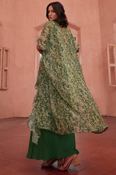 Traditional Green Color Georgette Readymade Sharara Suit For Function