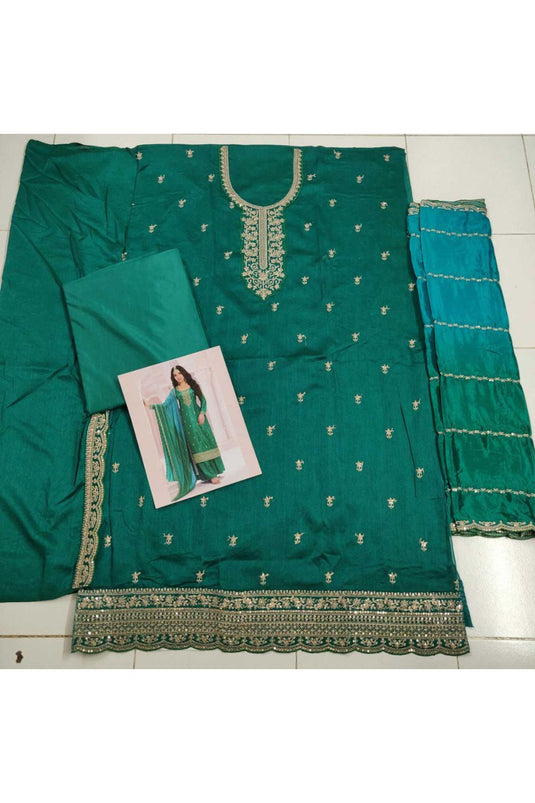 Nidhi shah Charming Green Color Vichitra Fabric Palazzo Suit