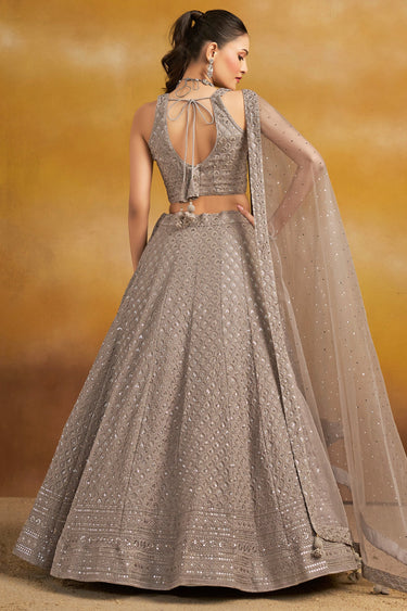 Grey Georgette Sequins Work Wedding Wear Lehenga Choli