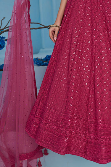 Georgette Fabric Sangeet Wear Lehenga Choli With Sequins Work In Pink Color
