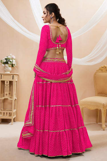 Tempting Georgette Fabric Pink Color Leheriya Printed Lehenga