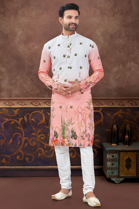 Peach Eco Chic Artisan Curations Kurta Pyjama