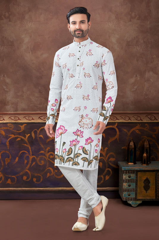 Off White Serene Mist Coastal Kurta Pyjama