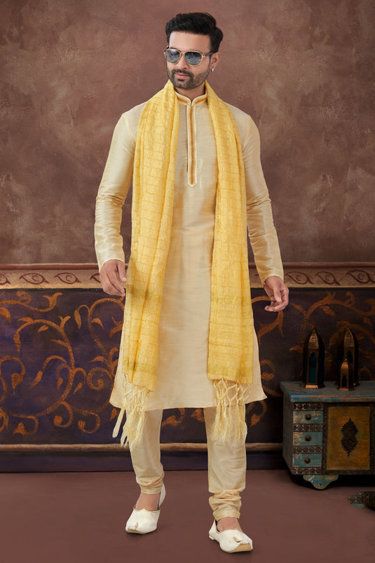 Blossoming Golden Festive Wear Kurta Pyjama