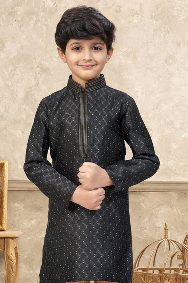 Black Sangeet Wear Jacquard Fabric Readymade Kurta Pyjama For Boys