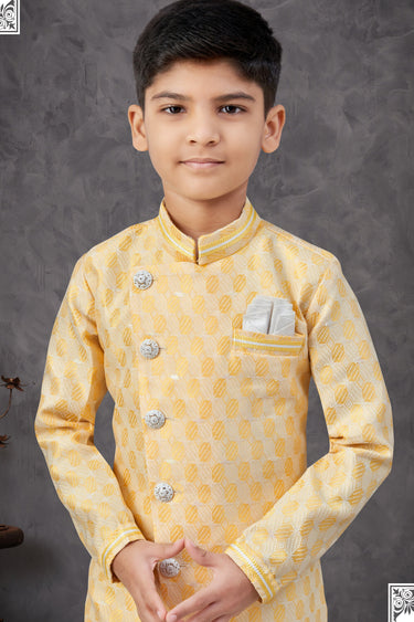 Sangeet Wear Yellow Color Readymade Indo Western For Boys