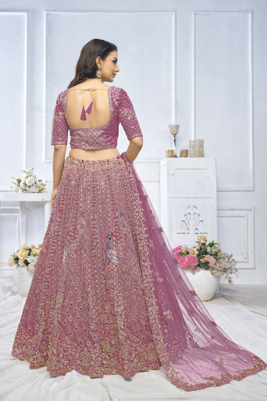 Captivating Net Pink Wedding Lehenga Choli