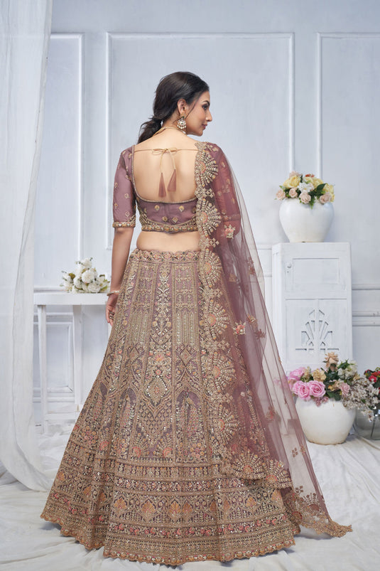 Stunning Net Purple Wedding Lehenga Choli