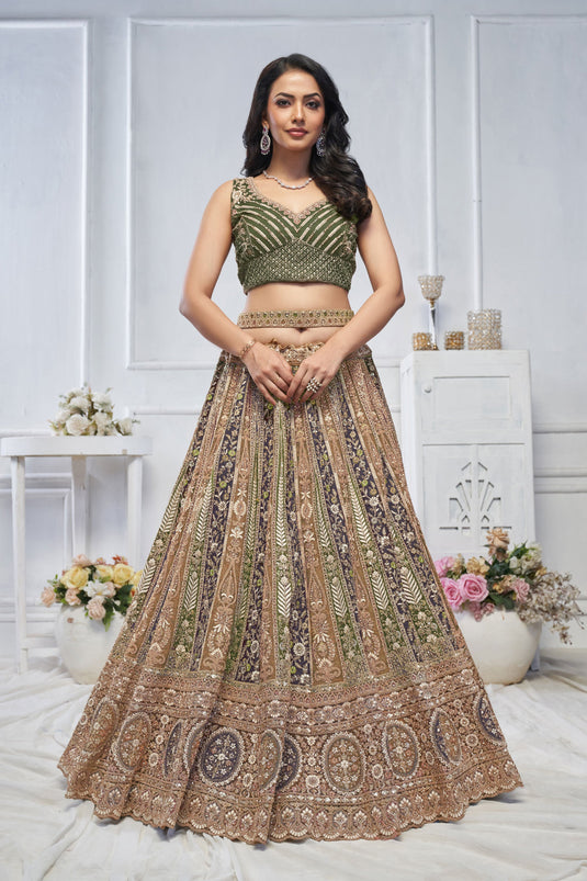 Beautiful Net Green Wedding Lehenga Choli