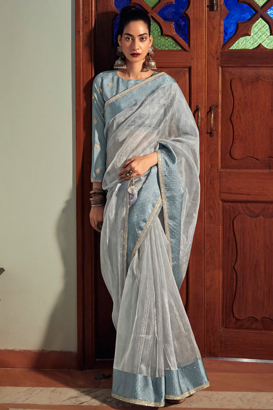 Rich Grey Organza Saree