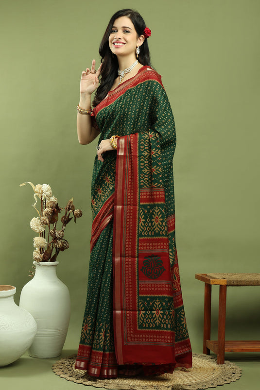 Green Art Silk Festive Saree With Attractive Blouse