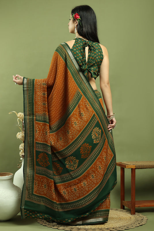 Exquisite Mustard Color Art Silk Festive Wear Saree