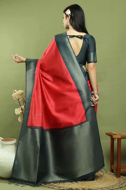 Stunning Red Art Silk Fabric Saree