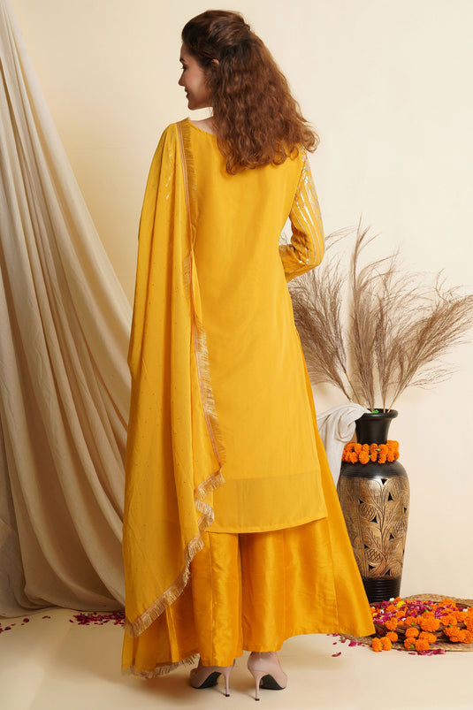 Yellow Color Palazzo Suit