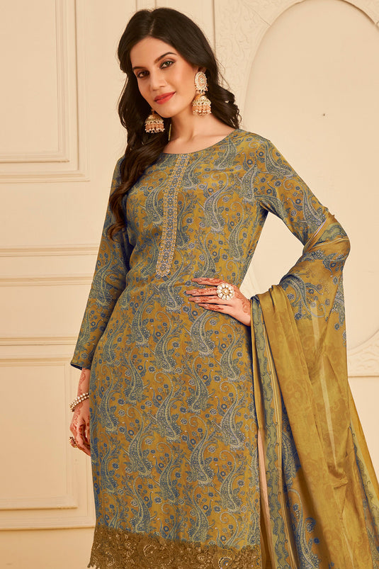 Multi Color Crepe Printed Casual Patiala Salwar Suit