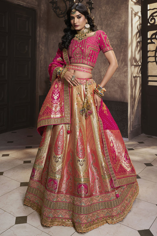 Beige Color Sequins Work On Silk Fabric Beatific Bridal Lehenga