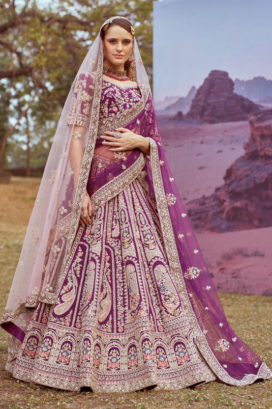 Purple Embroidered Designer Lehenga Choli With Blouse