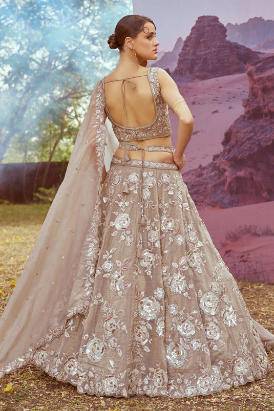 Opulent Beige Wedding Wear Lehenga With Heavy Choli